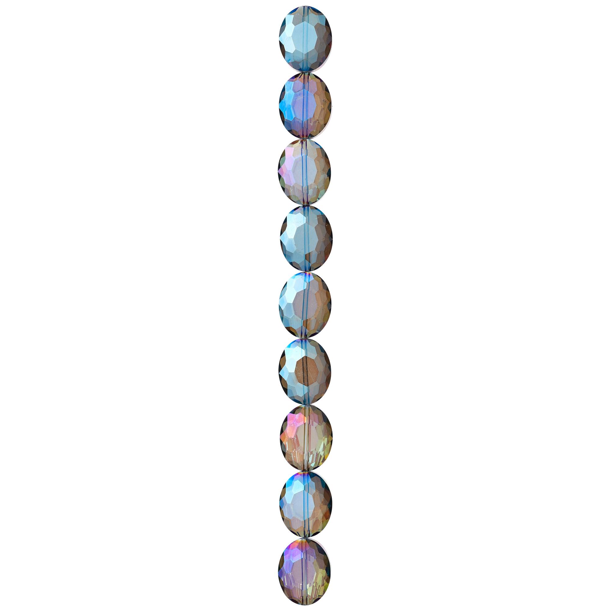 Blue Glass Faceted Oval Beads, 19mm by Bead Landing™